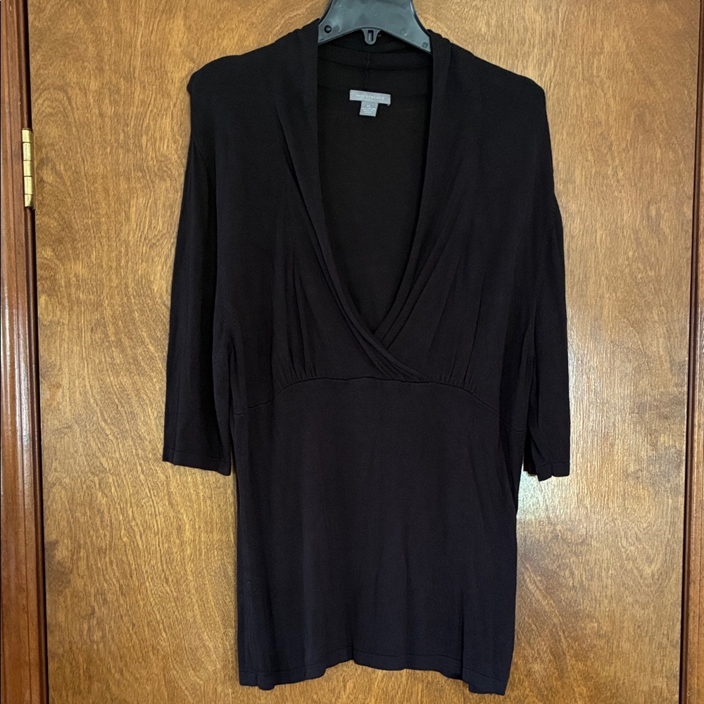 Investments Black Rayon Knit XL Shirt with 3/4 Sleeves